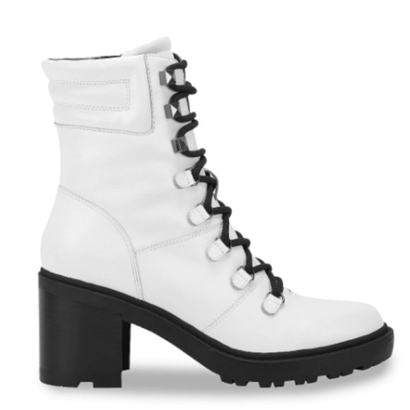 MARC FISHER WHITE LABONI LACE UP COMBAT BOOTS 8.5M - Picture 8 of 8